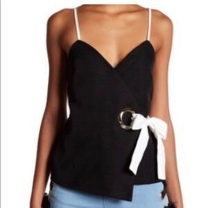 Jealous Tomato Women's  top sleeveless white/black wrap size L